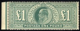 1902 DLR £1 Dull Blue-green, Left Side Marginal UM Example, Gum Lightly Toned, SG.266. - Sonstige & Ohne Zuordnung