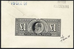 1902-10 DLR £1, Die Proof In Black On Glazed Card (92 X 60mm) Marked 'after Hardening' & Dated '19 Dec 01' Additionally  - Otros & Sin Clasificación