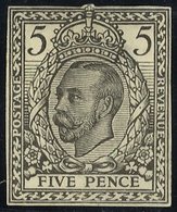 1911-12 5d Die 2, A Die Proof (shaded Background To Head) Used As A Colour Trial, In Black On Proof Paper, Cut Close, Th - Autres & Non Classés