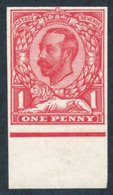 1911 1d Carmine Die IB Imperf Lower Marginal Plate Proof, No Wmk UM, Cat. £280. - Otros & Sin Clasificación