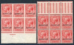 1912 Royal Cypher 1d Marginal M Block Of Six, Optd CANCELLED, Plus Similar Block Imperforate, Majority Are UM, Some Gum  - Autres & Non Classés