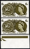 1965 700th Anniv Of Parliament 6d Lower Marginal Vertical Pair, Part 'guide Arrow' In Margin With Double Perforated Hori - Sonstige & Ohne Zuordnung