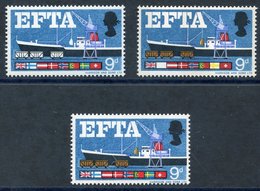 1967 EFTA 9d COLOUR BROWN OMITTED, UM, SG.715d, Another With COLOUR NEW BLUE OMITTED, SG.715pe. (2) Cat. £235 - Autres & Non Classés