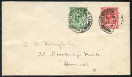 1911 ½d Green & 1d Scarlet (Downey Heads) Wmk Crown SG.321 & 327, Together On An Envelope To Honiton, Cancelled On The F - Otros & Sin Clasificación