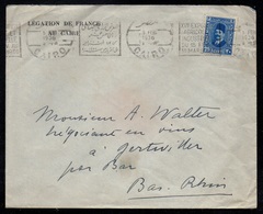 EGYPTE - CAIRO - LEGATION DE FRANCE / 1936 LETTRE POUR GERTWILLER - ALSACE (ref LE3245) - Briefe U. Dokumente