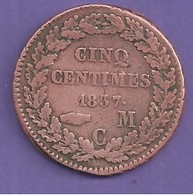 Monnaie MONACO  Cinq Centimes  1837    N049 - Charles III.