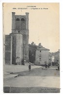 CUNLHAT   (cpa 63)   L' Eglise Et La Place   -  L 1 - Cunlhat