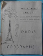 PROGRAMME DU XVIème CONGRÈS DU GNESTN (LES EXPLOITANTS D'EAUX MINÉRALES) PARIS 09/11/1968 - Programas