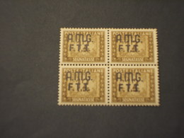 TRIESTE ZONA A - TASSE - 1947/9 CIFRA L. 12, Quartina/block Of Four - NUOVI(++) - Impuestos