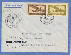 Indochine 1er Vol D'essais Hanoi Vientiane 1939 - Luchtpost