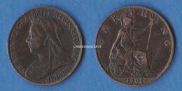 GREAT BRITAIN 1901  VICTORIA OLD HEAD  FARTHING  COPPER  FINE/VERY FINE CONDITION - Otros & Sin Clasificación