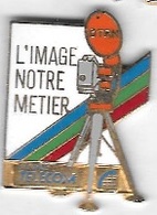 Pin's  France  Télécom   D T R N, L' IMAGE  NOTRE  METIER  Rond  Orange - France Telecom