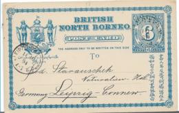 Mly059c / North Borneo, Ascher 3, Europatarif 6 Cents 1894 Nach Leipzig - North Borneo (...-1963)