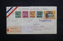 PHILIPPINES - Affranchissement Plaisant Sur Enveloppe En Recommandé De Manille Pour Bruxelles En 1936 - L 24402 - Philippinen