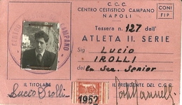 2881 " CENTRO CESTISTICO CAMPANO - NAPOLI - C.C.C. - TESSERA N° 127 - LUCIO IROLLI - 1952 " TESSERA ORIGINALE - Otros & Sin Clasificación