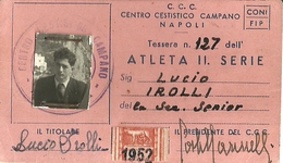 2881 " CENTRO CESTISTICO CAMPANO - NAPOLI - C.C.C. - TESSERA N° 127 - LUCIO IROLLI - 1952 " TESSERA ORIGINALE - Other & Unclassified