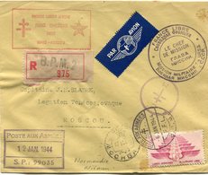 LEVANT LETTRE RECOMMANDEE PAR AVION (NORMANDIE NIEMEN) DEPART POSTE  AUX ARMEES 6 JAN 1944 F. F. L.  B. P. M. 2 POUR... - Lettres & Documents