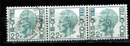 3x 22F Koning Boudewijn, Type Elström Uit 1979 (OBP 1945 ) - 1970-1980 Elström