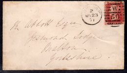 Great Britain GB 1871 Cover, 1864-79 1d Red, Plate 141, Letters BE, SG 43/4 - Brieven En Documenten