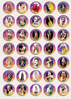 Queen BAND Freddie Mercury Music Fan ART BADGE BUTTON PIN SET 2 (1inch/25mm Diameter) 35 X - Musique