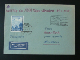 Lettre Premier Vol First Flight Cover Wien To London AUA Austria 1958 - First Flight Covers