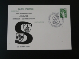 Entier Postal Stationery Card Sabine De Gandon Jumelage Schwabach Les Sables D'Olonne 85 Vendée 1980 - AK Mit Aufdruck (vor 1995)