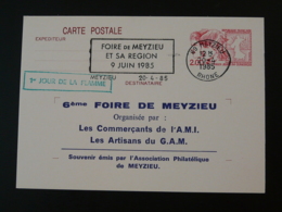 Entier Postal Stationnery Card Philexjeunes 1er Jour Flamme Foire De Meyzieu 69 Rhone 1985 - Cartes Postales Repiquages (avant 1995)