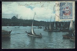 TURQUIE - 1919 - Timbre Surchargé N° 328 Sur CPA "Constantinople - Dans La Corne D'Or" N° 1122 - Ed. E.F. Rochat - B/TB. - Cartas & Documentos