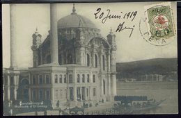 Turquie - 1919 - Timbre Surchargé N° 581 De Pera Vers Perpignan Sur CPA "Constantinople - Mosquée D' Ortakeuy - B/TB - - Lettres & Documents