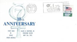 BM045 FDI/FDC 10th Anniversary First Man In Space, Stempel Kennedy Space Center - Otros & Sin Clasificación