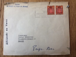 Service De S.A.S. Le Prince De Monaco 1956, Affranchi Au Verso, Couronne Du Blason Méditerranée - Briefe U. Dokumente