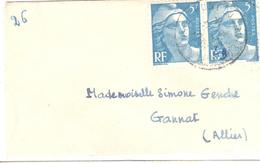 Enveloppe Carte De Visite "5 Mots"  Mignonnette Ob 1949 5 F Gandon X 2 Yv 719B Tarif 21/9/1948 - Briefe U. Dokumente