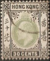 Hong Kong 1903, 30 Cents King Edward Watermark Single Crown CA Cancelled 1 Value - Oblitérés