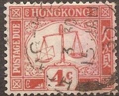 Hong Kong 1924 Posstage Due 4 Cents Red Cancelled - Portomarken