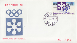 Enveloppe  FDC  1er  Jour  SENEGAL   Jeux  Olympiques  D' Hiver   SAPPORO   1972 - Winter 1972: Sapporo