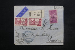 DAHOMEY - Enveloppe En Recommandé De Cotonou Pour Paris En 1940 Avec Cachet De Contrôle Télégraphique - L 24451 - Storia Postale