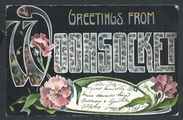 +++ CPA - Amérique - USA - Etats Unis - Rhode Island - Greetings From WOONSOCKET - Fantasy Card    // - Woonsocket