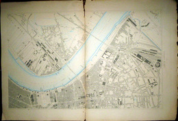 33 BORDEAUX DOUBLE PLANCHE PLAN DU PORT ET DE LA VILLE  EN 1886 DE L'ATLAS DES PORTS DE FRANCE 98 X 66 Cm - Seekarten