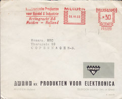 Netherlands AMROH Produkten Voor Elektronica, MUIDEN 1960 Meter Cover Freistempel Brief COPENHAGEN Denmark - Franking Machines (EMA)