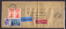 V6096 SAN MARINO 1946 Posta Aerea 35 L. (x 2) + Cent. Franc. USA 6 L. + Complementare Su Fascetta Espresso Da S. Marino - Lettres & Documents