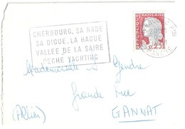 CHERBOURG Manche Enveloppe Carte De Visite Mignonnette Ob 1961 25 C Decaris Yv 1263 - Briefe U. Dokumente