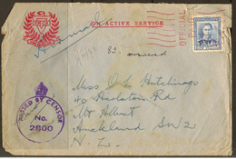 NZ 1943 YMCA On Active Service Airmail Letter ZZ1111 - Briefe U. Dokumente