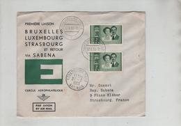 Cercle Aérophilatélique 1953 Première Liaison Bruxelles Luxembourg Strasbourg Sabena Gosset - Andere & Zonder Classificatie