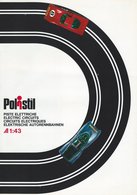 KAT112 Modellprospekt POLISTIL Elektrische Autorennbahnen 1/43, 4-sprachig, 1975 - Literatura & DVD