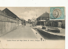 Anitigua  B.W.I. Custom House And High Street St John's . P. Used  To Ottolini Benfica Portugal Lightbourn's - Antigua E Barbuda