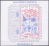 Saint Pierre Et Miquelon Bicentenaire De La Révolution Philexfrance 89 Bloc Et Feuillet N°3 Neuf** - Blocs-feuillets