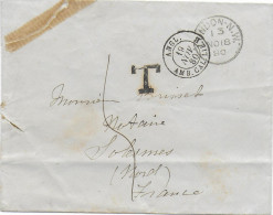 1880 - ENVELOPPE TAXEE De LONDON (ANGLETERRE) Avec RARE ET SUPERBE ENTREE AMBULANT CALAIS LILLE "B" - Entry Postmarks