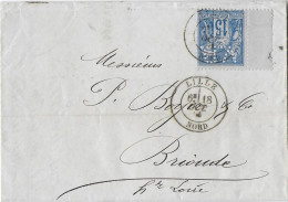 1879 - SAGE PERFORE - PERFIN VD VERLY DECROIX BORD DE FEUILLE ! Sur LETTRE De LILLE (NORD) - Briefe U. Dokumente