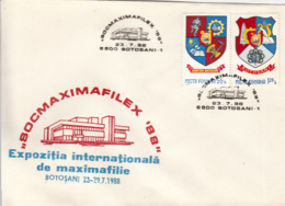 76921- BOTOSANI PHILATELIC EXHIBITION, SPECIAL COVER, 1988, ROMANIA - Cartas & Documentos