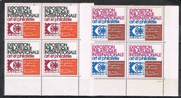 Viñeta, Label  PARIS 1975. Dos Bloque De 4, ARPHILA 75, Exposition Philatelique Internationale ** - Briefmarkenmessen